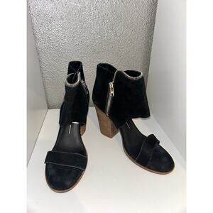 Dolce Vita Edgy Artsy Preppy Festival Suede Open Toe Ankle Strap 4” Stacked Heel
